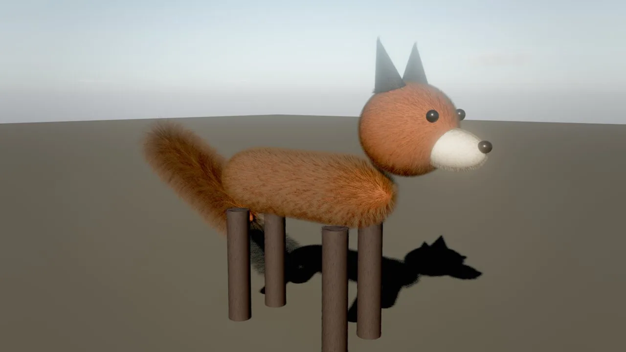 A stylized fox covered in fur