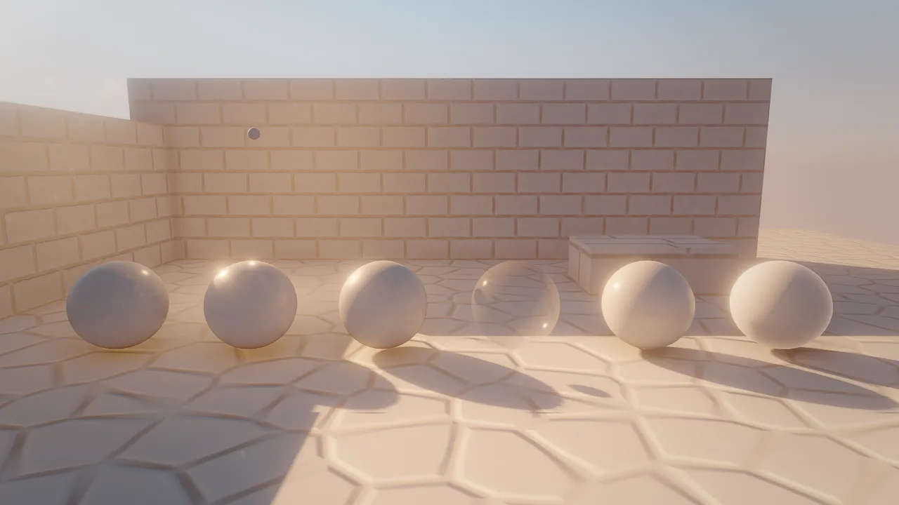 The look-dev courtyard as a lighting-only render