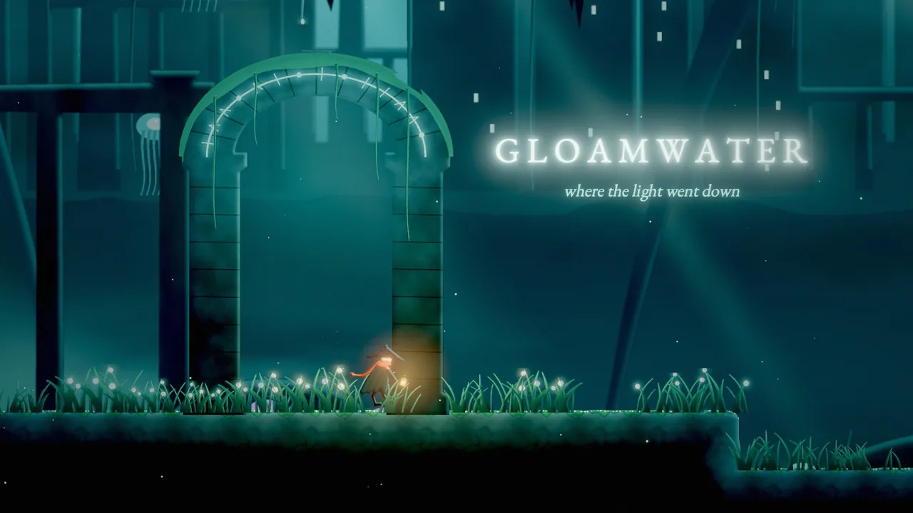 A title card over a 2D ruin