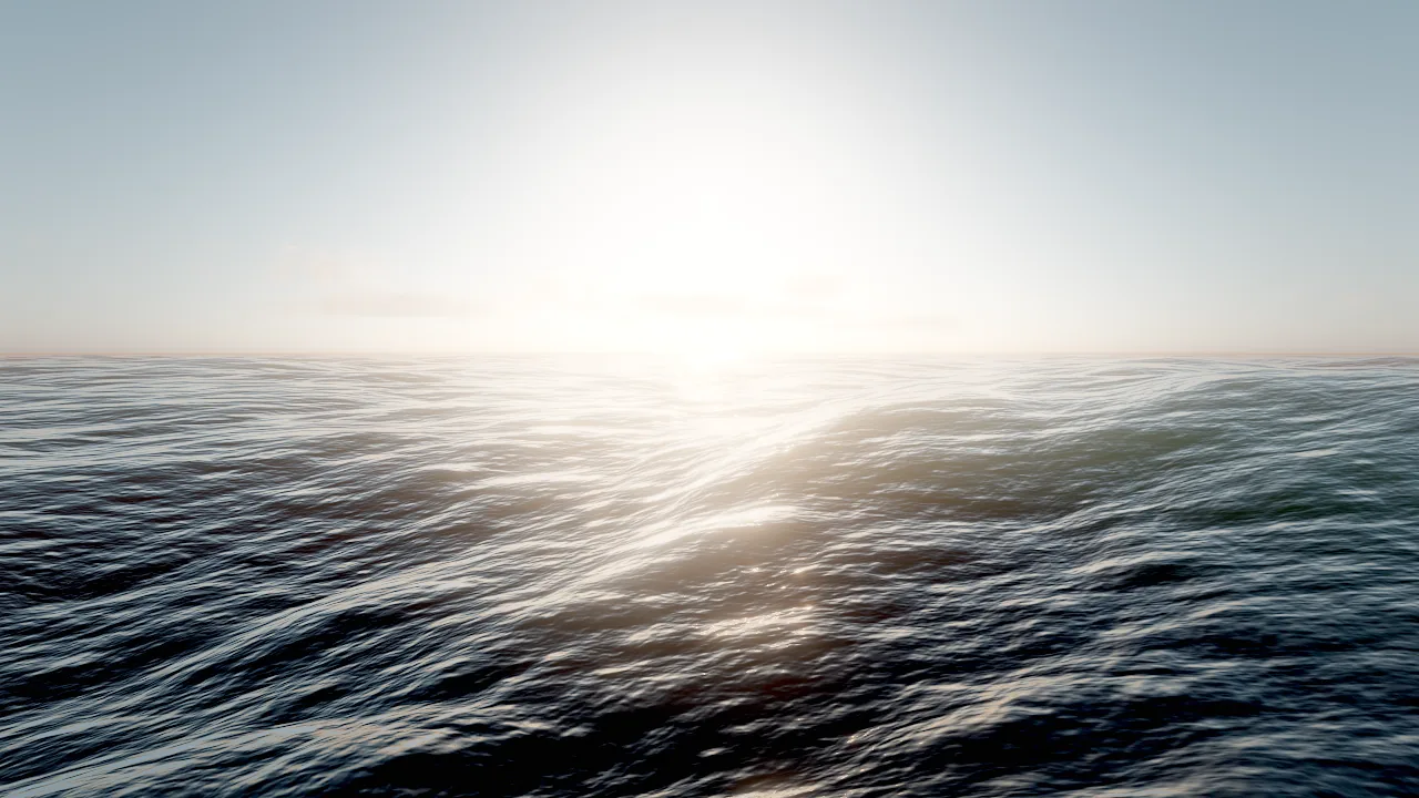 Open ocean under a low sun